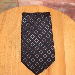 OXXFORD Clothes Navy Geometric Tie Made in the U K